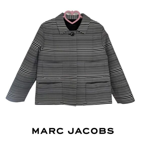 Marc Jacobs Black White Elegant Cocktail Formal Striped Blazer Made in Italy 10 - Picture 1 of 11